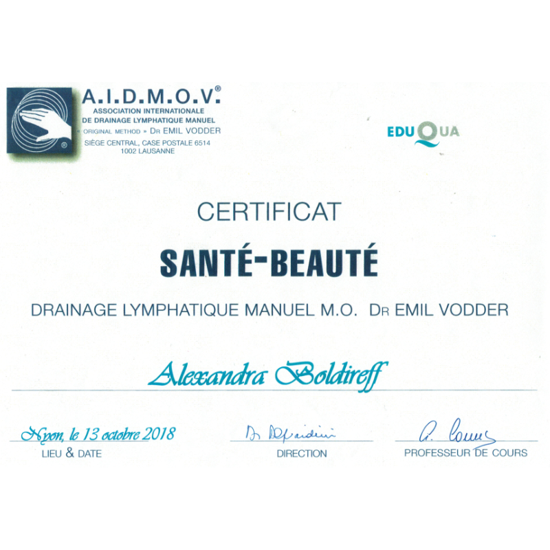 Aux Mains Sages - Alexandra Boldireff Certification: Health Beauty Original Method Vodder