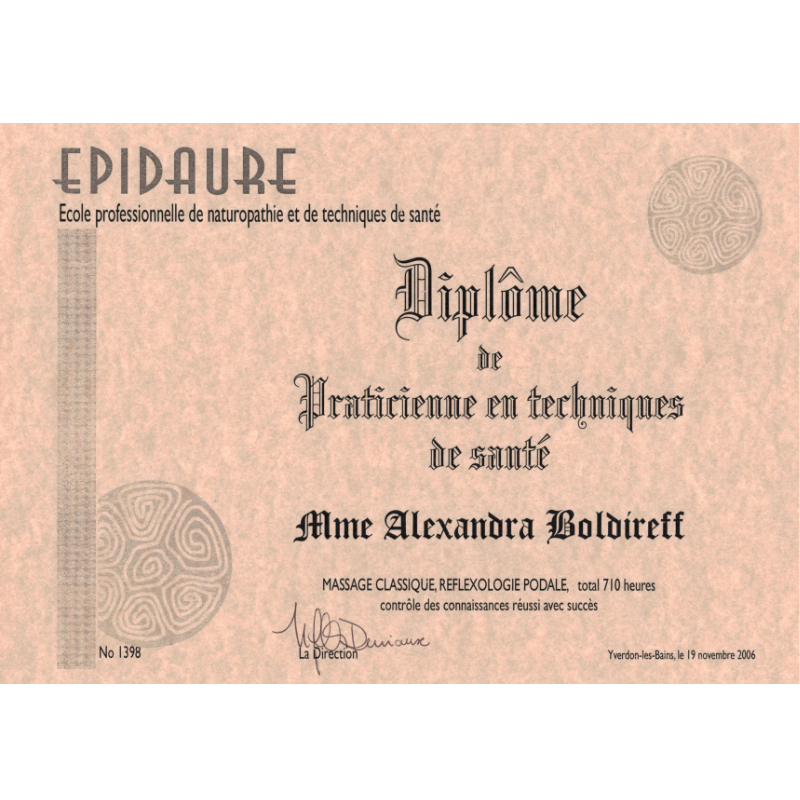 Aux Mains Sages - Alexandra Boldireff Certification: Health Technical Pratitioner